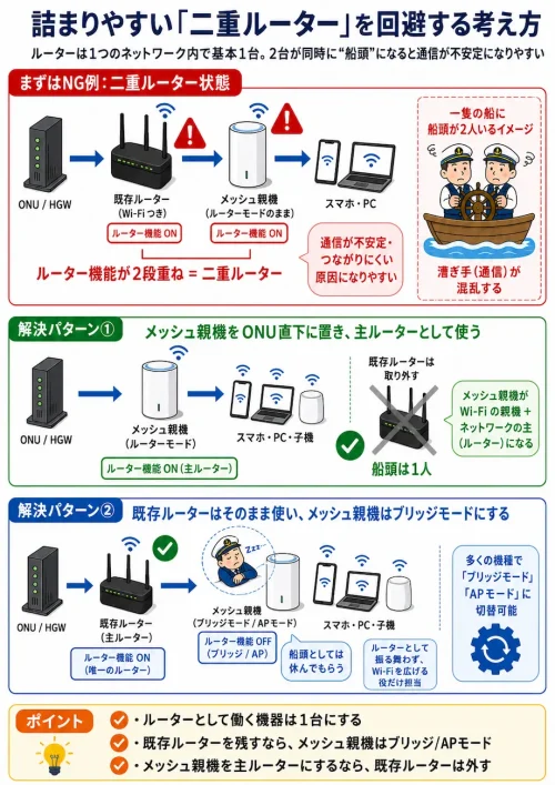 二重ルーターとその回避方法の図解