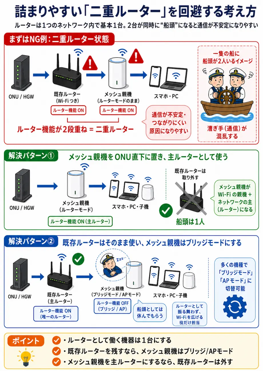 二重ルーターとその回避方法の図解